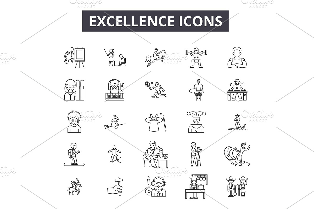Excellence line icons for web and in Illustrations - product preview 8