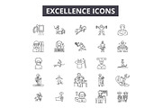 Excellence line icons for web and