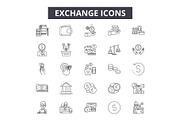 Exchange line icons for web and