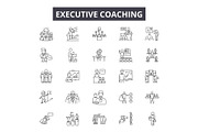 Executive coach line icons for web