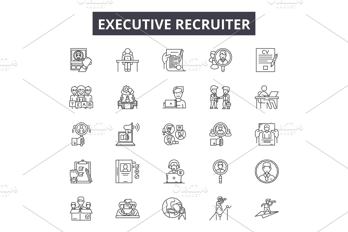 Executive recruiter line icons for in Illustrations - product preview 8