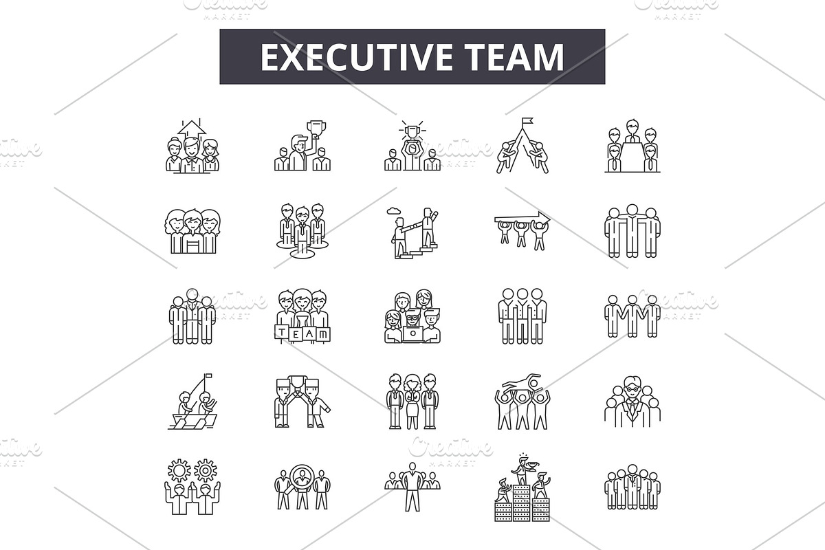 Executive team line icons for web in Illustrations - product preview 8