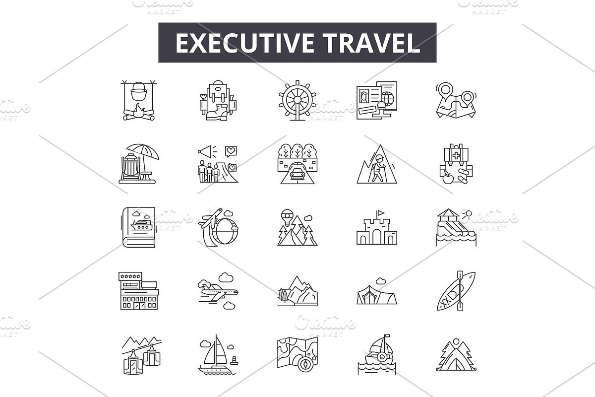 Executive travel line icons for web in Illustrations - product preview 8
