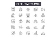 Executive travel line icons for web
