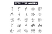 Executive women line icons for web