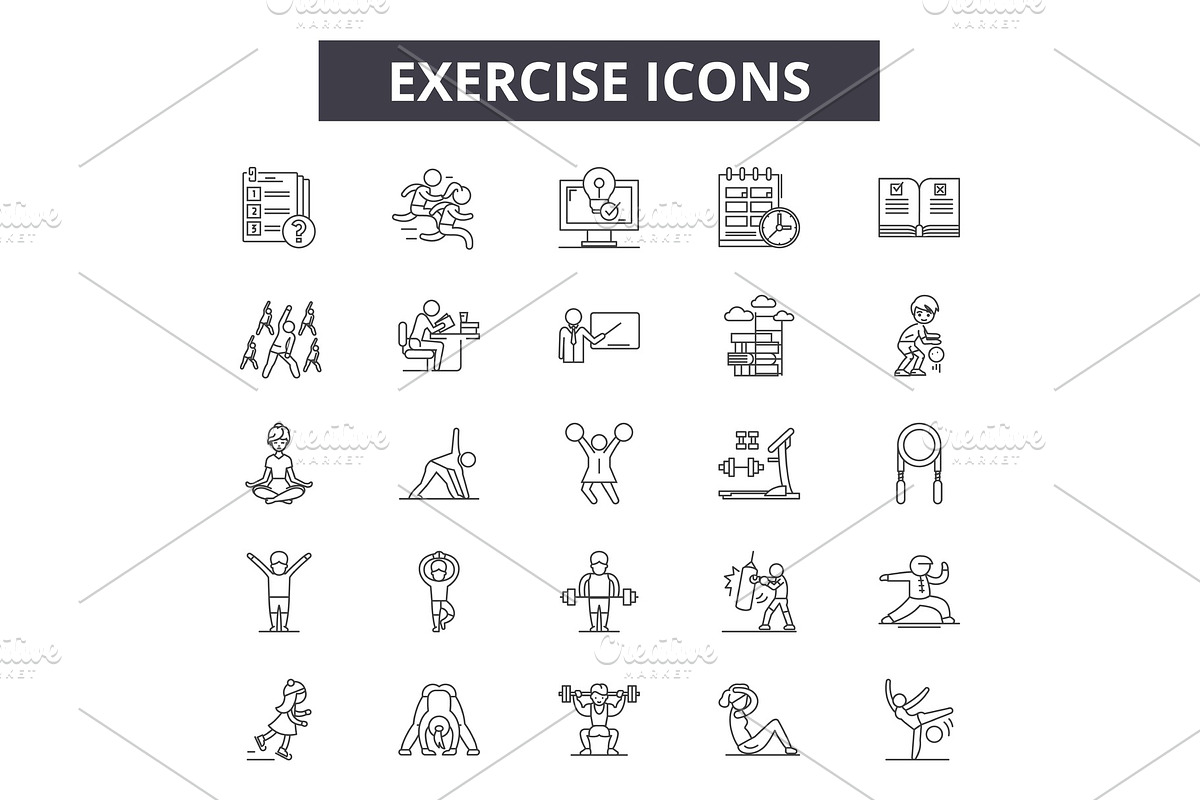 Exercise line icons for web and in Illustrations - product preview 8
