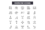 Exercise line icons for web and