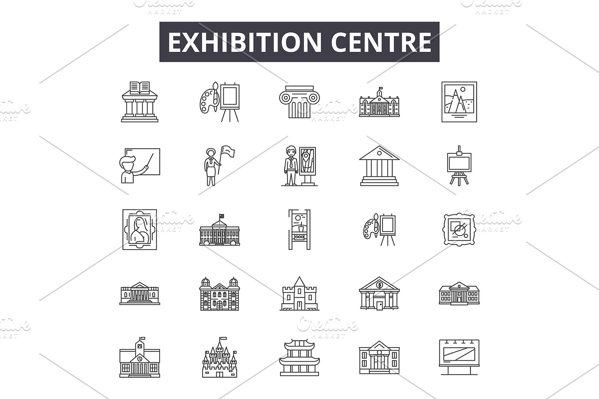 Exhibition centre line icons for web in Illustrations - product preview 8