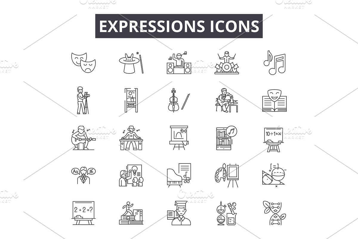 Expressions line icons for web and in Illustrations - product preview 8