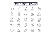 Expressions line icons for web and