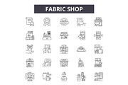 Fabric shop line icons for web and