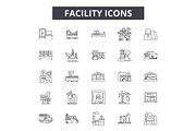 Facility line icons for web and