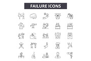 Failure line icons for web and