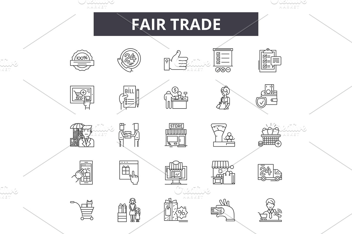 Fair trade line icons for web and in Illustrations - product preview 8