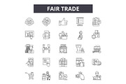 Fair trade line icons for web and
