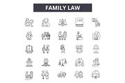 Family law line icons for web and