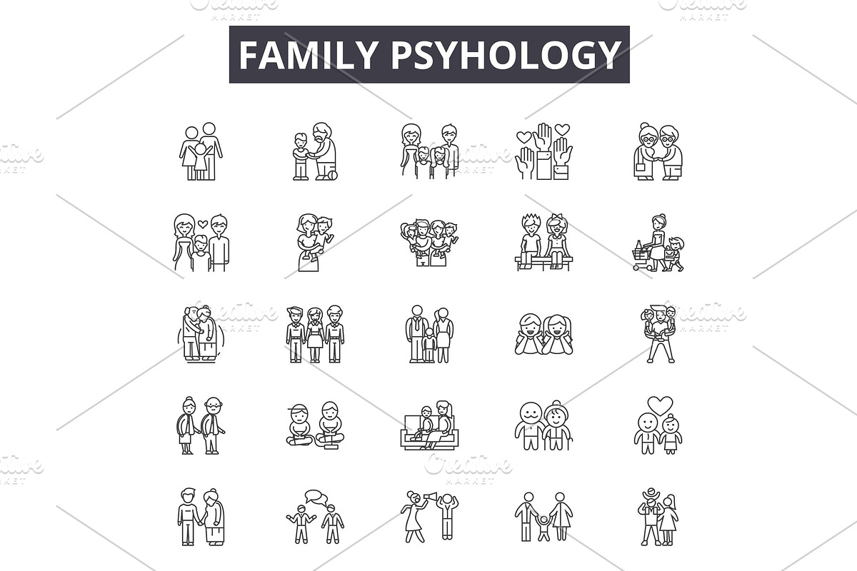 Family psyhology line icons for web in Illustrations - product preview 8