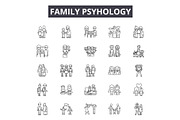Family psyhology line icons for web
