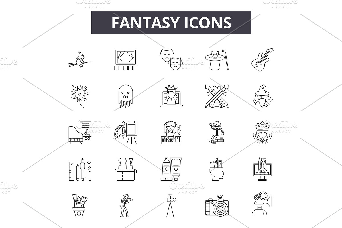 Fantasy line icons for web and in Illustrations - product preview 8