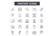 Fantasy line icons for web and