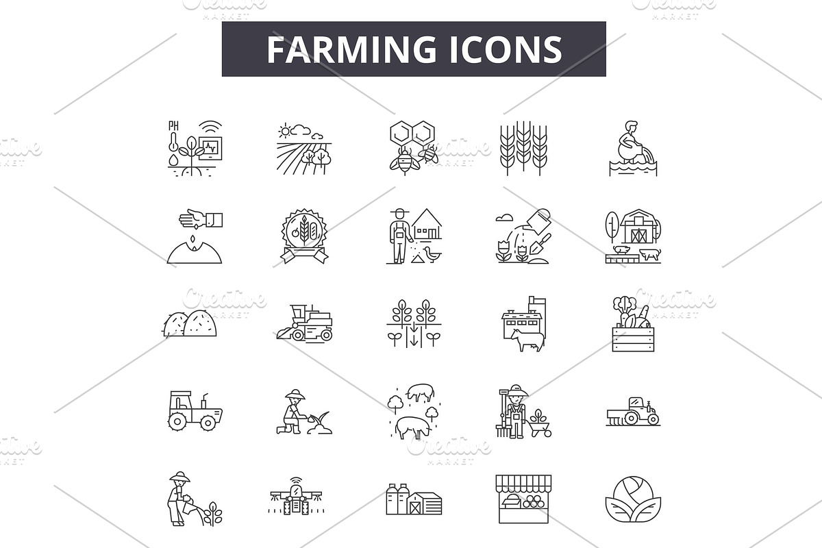 Farm line icons for web and mobile in Illustrations - product preview 8