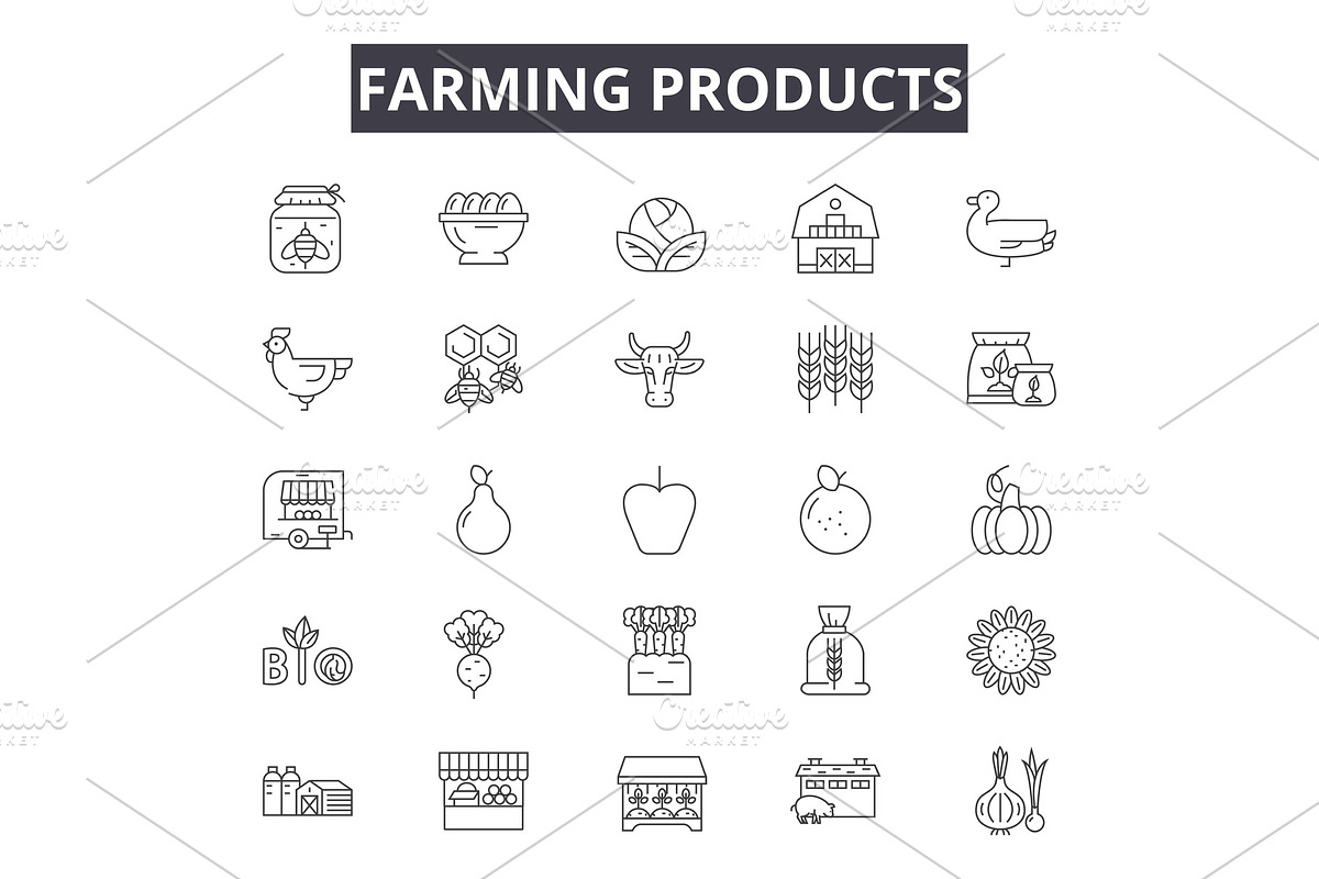 Farming products line icons for web in Illustrations - product preview 8