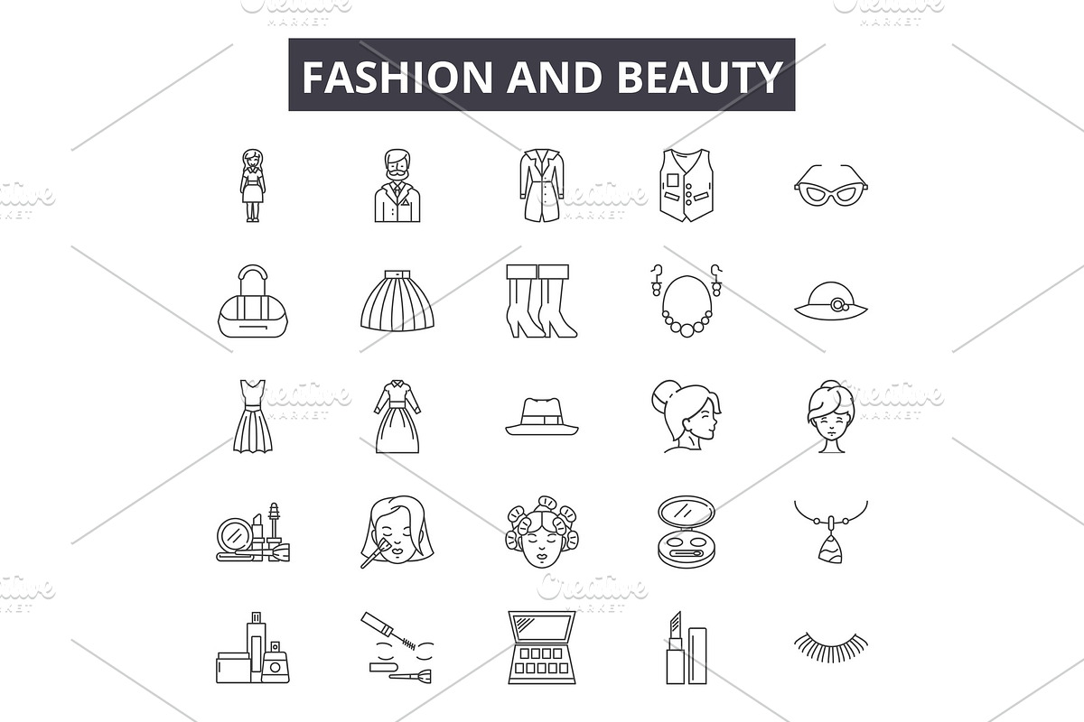 Fashion and beauty line icons for in Illustrations - product preview 8