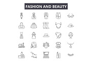 Fashion and beauty line icons for