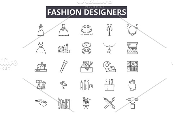 Fashion designers line icons for web