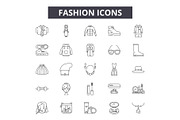 Fashion line icons for web and