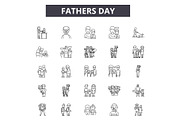 Fathers day line icons for web and