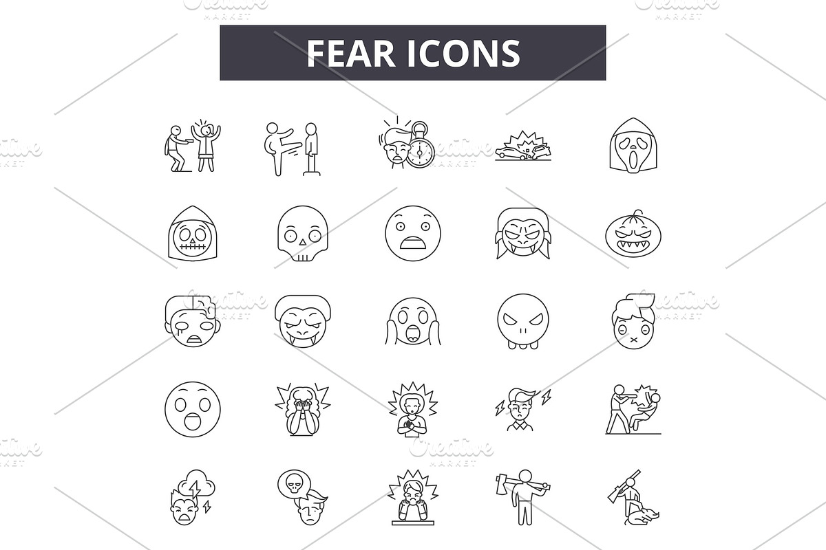 Fear line icons for web and mobile in Illustrations - product preview 8