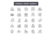 Federal credit agency line icons for