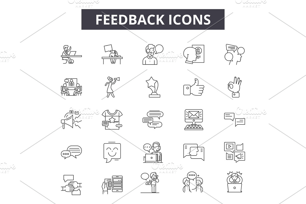 Feedback line icons for web and in Illustrations - product preview 8