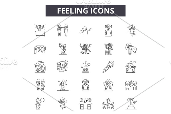 Feelings line icons for web and