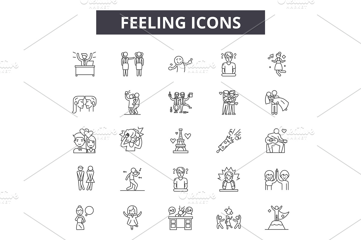Feelings line icons for web and in Illustrations - product preview 8