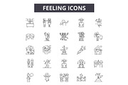Feelings line icons for web and