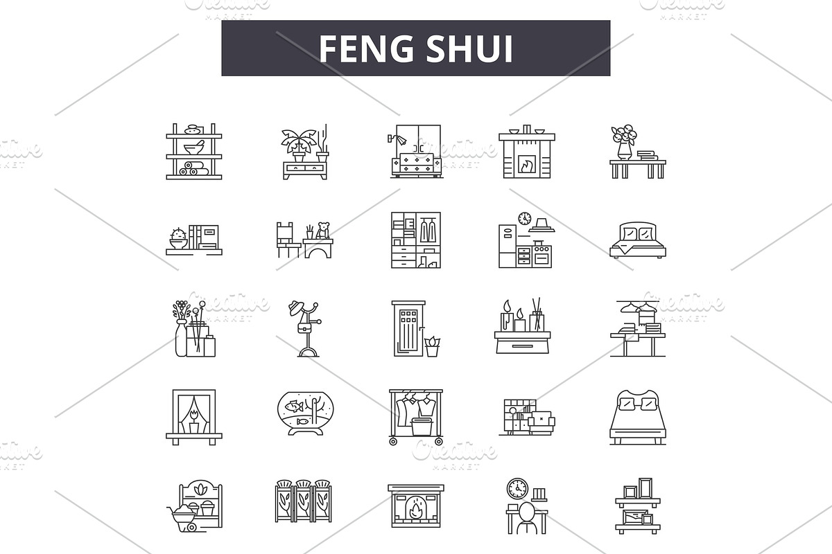 Feng shui line icons for web and in Objects - product preview 8