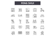 Feng shui line icons for web and