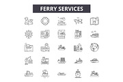 Ferry services line icons for web