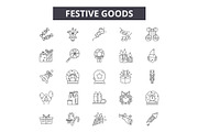 Festive goods line icons for web and