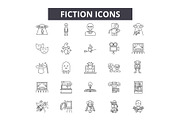 Fiction line icons for web and