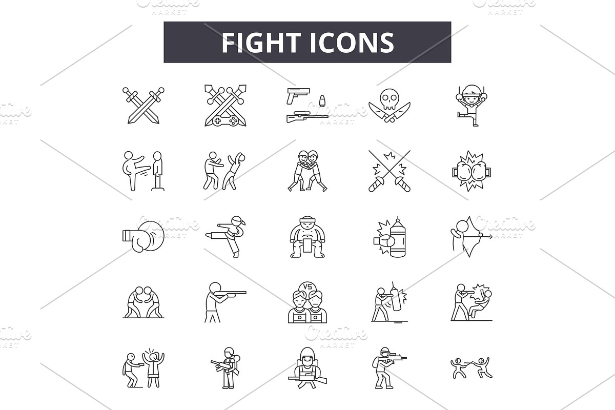 Fight line icons for web and mobile in Illustrations - product preview 8