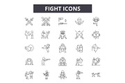 Fight line icons for web and mobile
