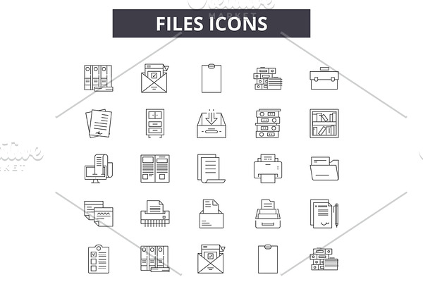 Files line icons for web and mobile