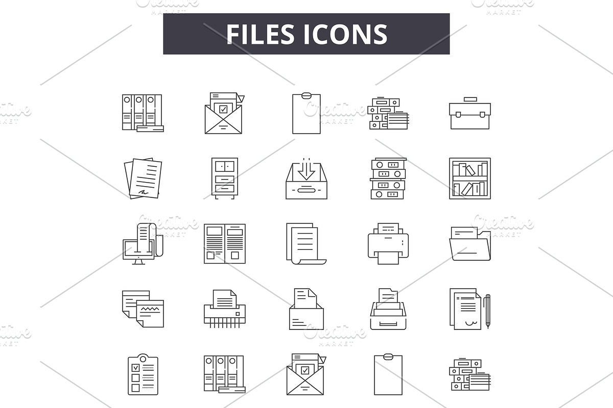 Files line icons for web and mobile in Illustrations - product preview 8