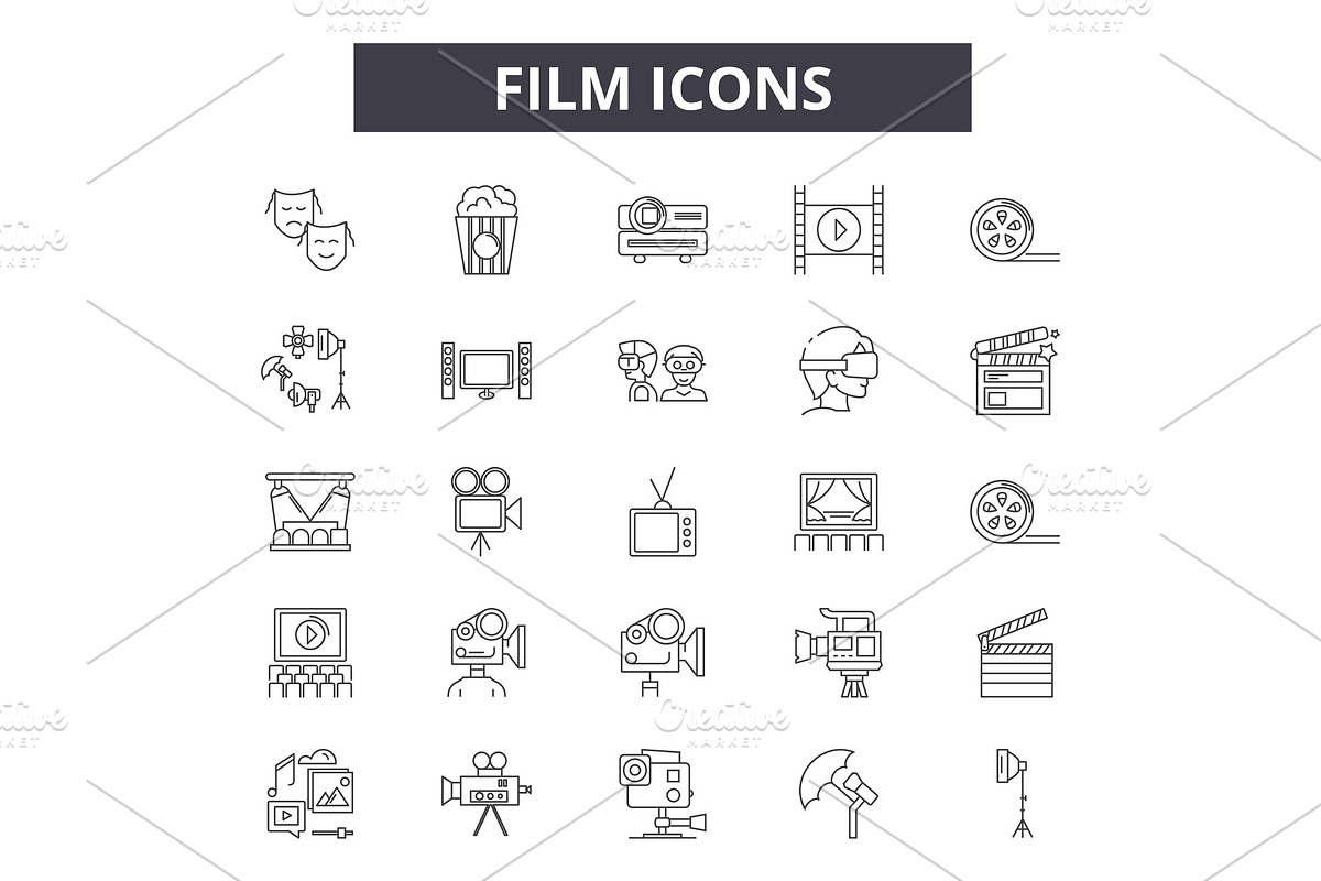 Film line icons for web and mobile in Illustrations - product preview 8