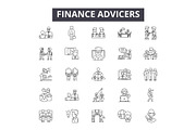 Finance advicers line icons for web