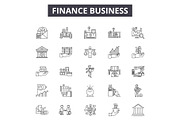 Finance business line icons for web