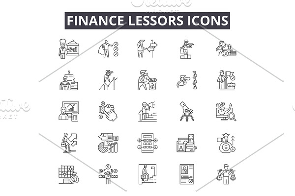 Finance lessors line icons for web